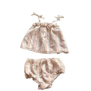 Rylee + Cru Ruffle Top & Flutter Bloomer In Multi Stripe